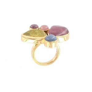 Multi-Tourmaline Cabochon Ring